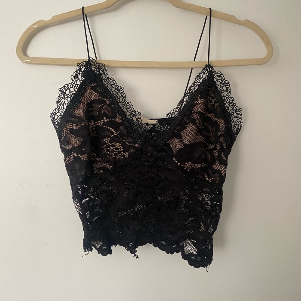 Black Lace Crop Tank